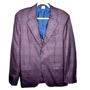 Kiton for Barney’s New York 100% Cashmere Blazer Sport Coat Brown/Blue Plaid 52